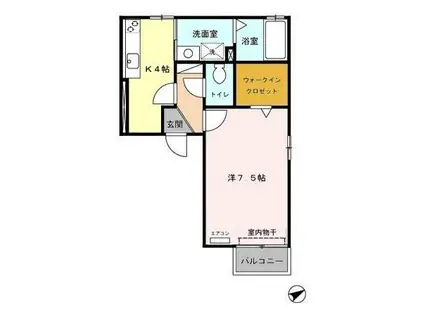 サンライズ小牧中央(1K/2階)の間取り写真