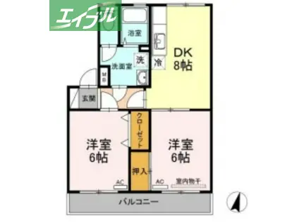 レコルト福田I(2DK/2階)の間取り写真