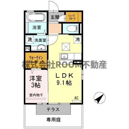 セジュールG(1LDK/1階)の間取り写真