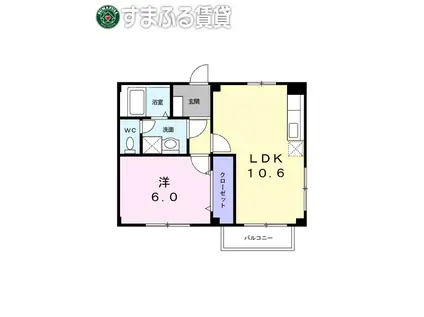 サニーヴィラ(1LDK/2階)の間取り写真