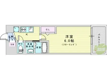 LUXE東三国ウエスト(1K/7階)の間取り写真