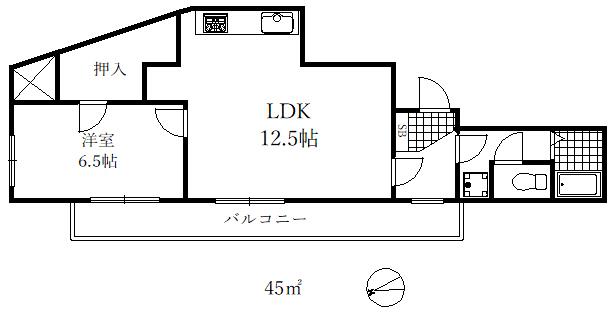 サンコーラフィーネ三宮(1LDK/9階)の間取り写真