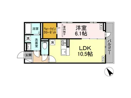 DーROOM連坊(1LDK/2階)の間取り写真