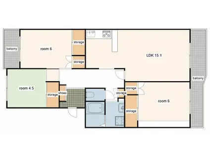 ECLARGE(3LDK/1階)の間取り写真