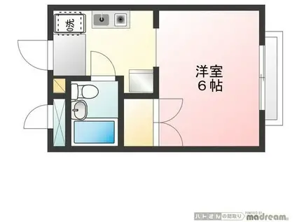 カームハイツ(ワンルーム/2階)の間取り写真