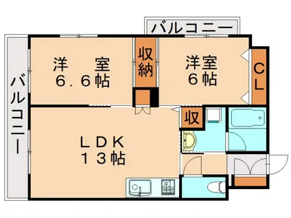 プロヴァンス大山(2LDK/2階)の間取り写真