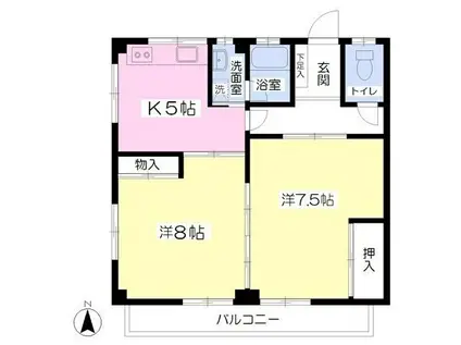 グルービーM2(2K/2階)の間取り写真