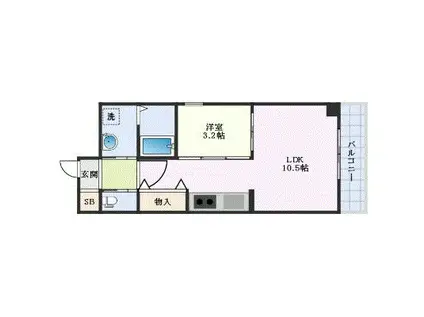 プランドール大供(1LDK/8階)の間取り写真