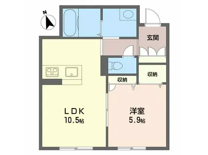 ベレオ アトリエール住吉(1LDK/1階)の間取り写真