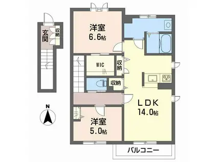 クレアガーデンB棟(2LDK/2階)の間取り写真