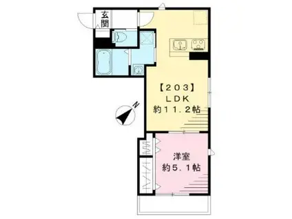 ビューノ渋谷本町(1LDK/2階)の間取り写真