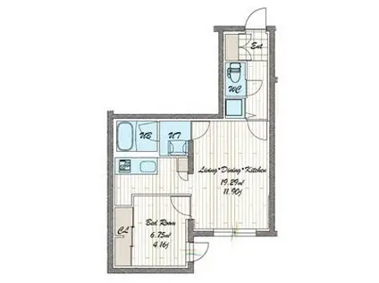 QUADOR NOIE 今池(1LDK/1階)の間取り写真