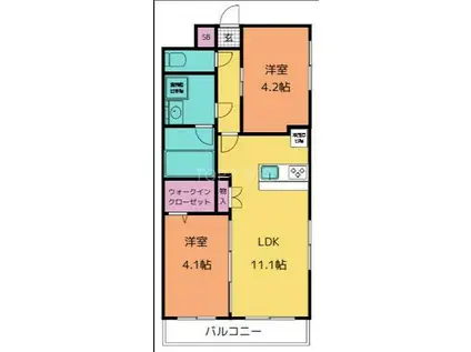 エクサ・スタチオ(2LDK/4階)の間取り写真