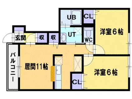 GREANLEAF(2LDK/1階)の間取り写真
