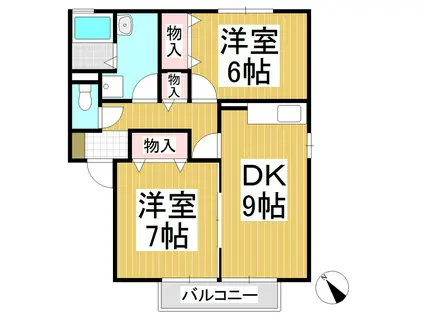 セレーノC(2DK/2階)の間取り写真