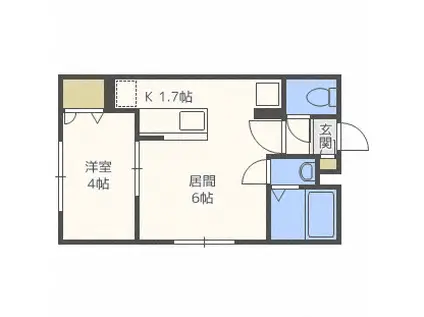 RAFFINE大通円山(1DK/4階)の間取り写真