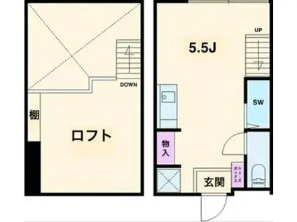 フラット芦花公園(ワンルーム/1階)の間取り写真