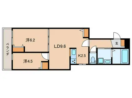 リュエル戸越(2LDK/1階)の間取り写真