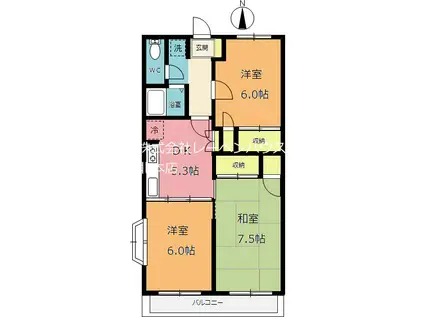 ルプチーニ松岡I(3DK/2階)の間取り写真