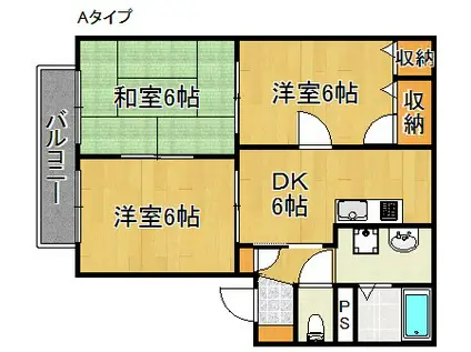 サンセントラル(3K/1階)の間取り写真