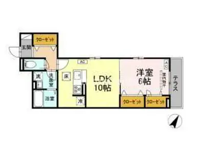 D′BLESS港南中央(1LDK/1階)の間取り写真