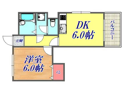 ソービイースト(1DK/5階)の間取り写真