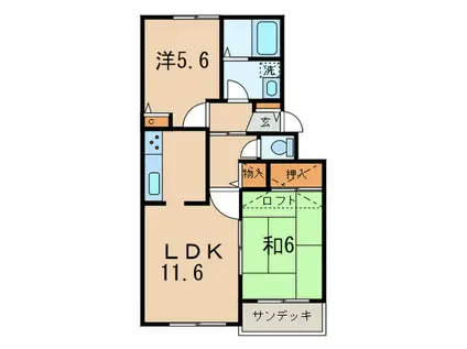 メイプルコート江田(2LDK/2階)の間取り写真