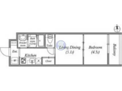 アドバンス京都リエートI(2K/2階)の間取り写真