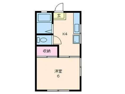 第八ハイツ(1K/1階)の間取り写真