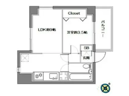 ダイアパレス三軒茶屋(1LDK/2階)の間取り写真