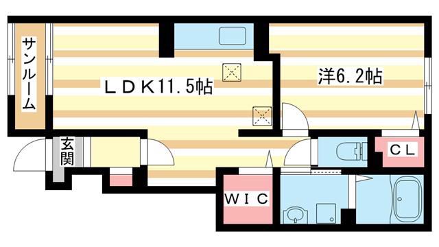 アビタシオンキャトル(1LDK/1階)の間取り写真