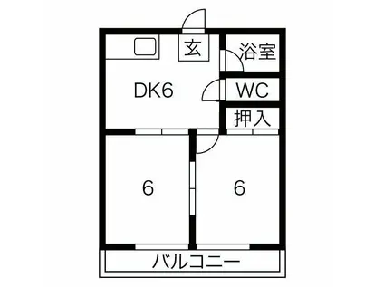 パレス桜道(2DK/2階)の間取り写真