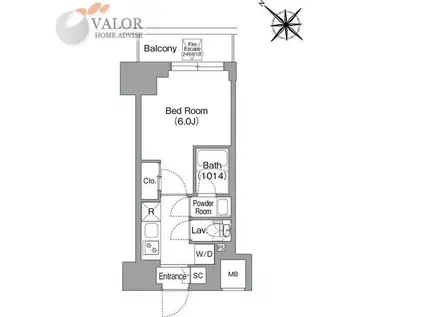 コンフォリア・リヴ横浜平沼(1K/2階)の間取り写真