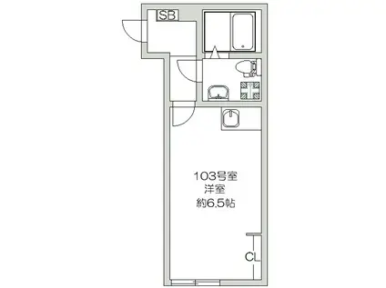 ハローハイツ新堀(1K/1階)の間取り写真