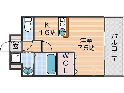 ソフィア住吉大社(ワンルーム/9階)の間取り写真