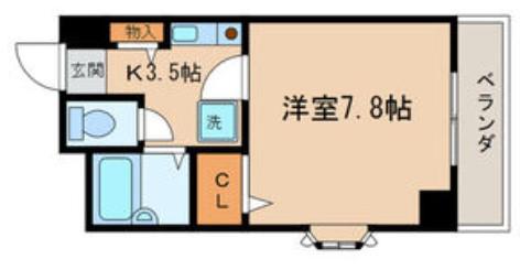 ロイヤルピジョン八田(1K/3階)の間取り写真