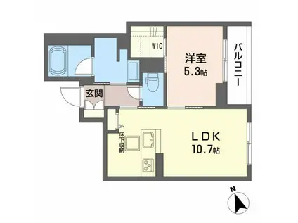 BIANCA愛宕橋(1LDK/2階)の間取り写真