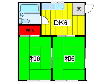 ハイツ金子(2DK/1階)の間取り写真