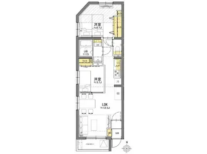 杉並区和田1丁目プロジェクト(2LDK/2階)の間取り写真