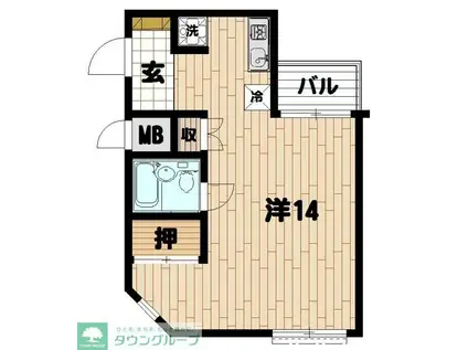 アルファライフ(ワンルーム/2階)の間取り写真