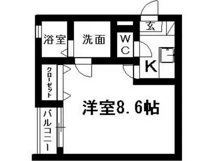 クレフラスト市野町(1K/2階)の間取り写真