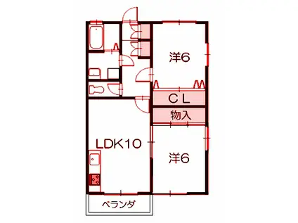 シャングリラ野島II(2LDK/1階)の間取り写真