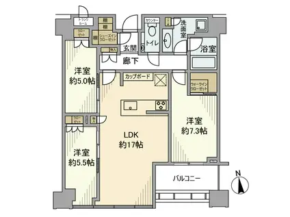 白金ザ・スカイ イースト(3LDK/41階)の間取り写真
