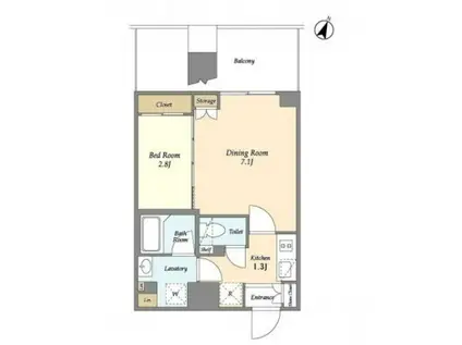 プラート宮坂(1LDK/4階)の間取り写真