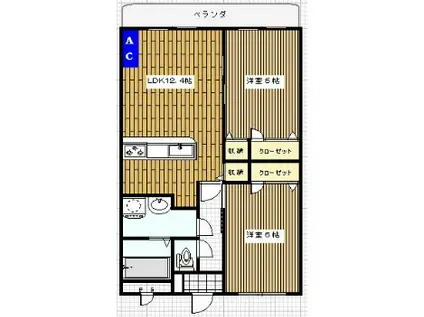 ア・ラ・モードII(2LDK/1階)の間取り写真