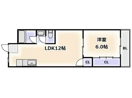 サンロール湊町(1LDK/2階)の間取り写真