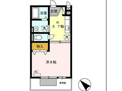 モナリエ横代(1K/1階)の間取り写真