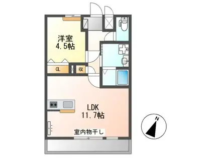 風のテラス(1LDK/2階)の間取り写真