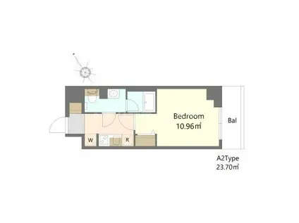 RESIDENCE船橋東中山(1K/3階)の間取り写真