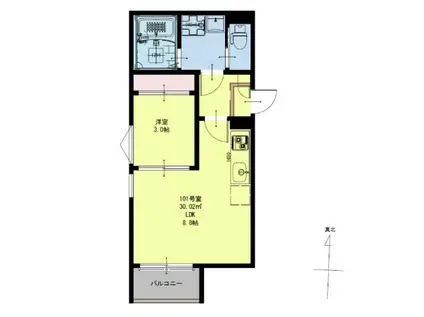 REGALESTフェリオ太子堂(1LDK/2階)の間取り写真
